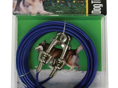 PDQ Blue   Silver Vinyl Coated Cable Dog Tie Out Medium For Discount