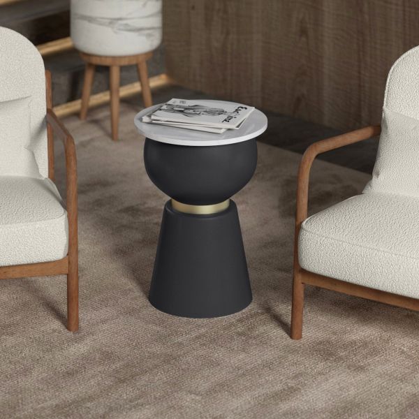 Alora Accent Table in Black and White For Discount