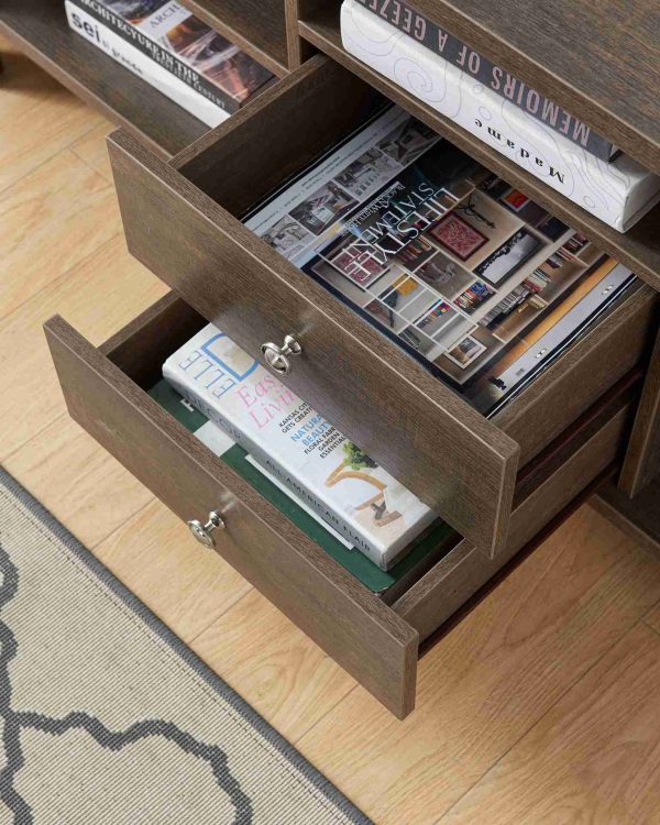 60 Inch TV Stand in Walnut Oak Fashion