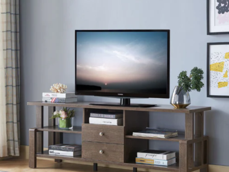 60 Inch TV Stand in Walnut Oak Fashion