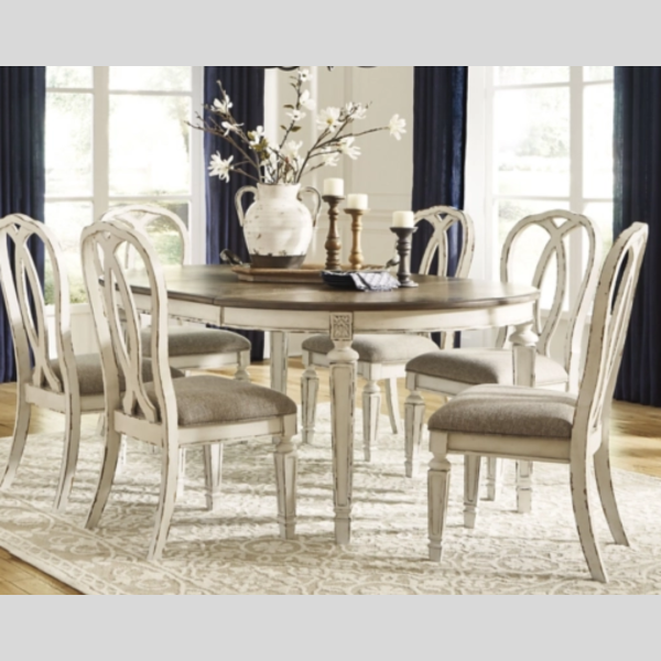 Antique Finish Dining Set in White Sale