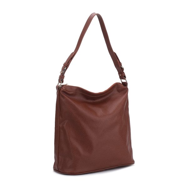 CT30129 BROWN - Simple Solid Color Shoulder Bag With Buckle Handle Design (was £11) Online Sale