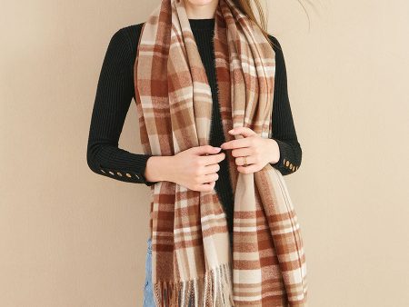 SF1257-BRD Autumn & Winter Plaid Scarf Tassel ends Cashmere Sale