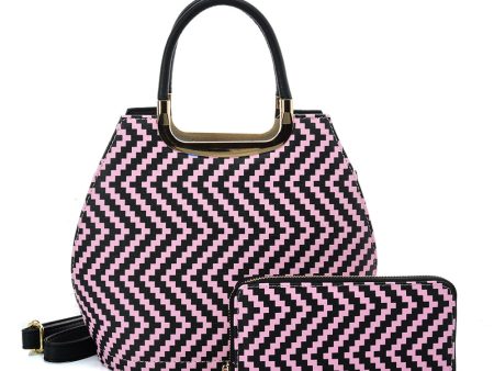 VK2123 PINK - Shell Set Bag With Simple Geometric Pattern Design For Cheap