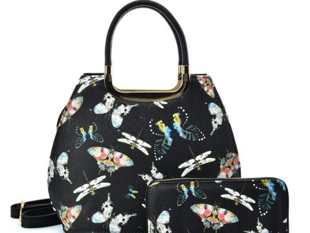 VK2128 BLACK - Simple Set Bag With Butterfly And Special Handle Design For Sale