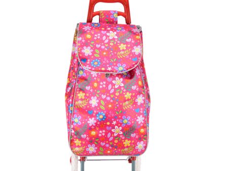 HGRQ338 FUSHIA - Assorted Colors - Cartoon Flowers Pattern Printed Trolley Bag Sale