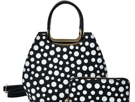 VK2127 BLACK&WHITE - Simple Set Bag With Dot And Special Handle Design For Cheap