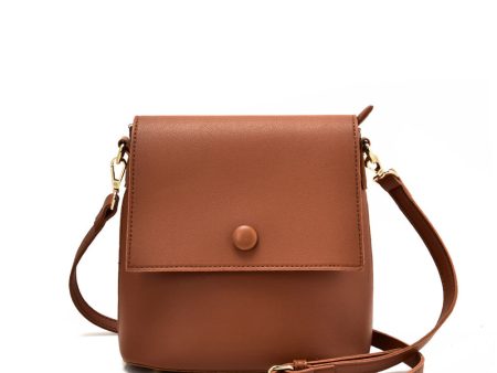 VK5569 BROWN - Simple Handbag With Flap For Women Discount