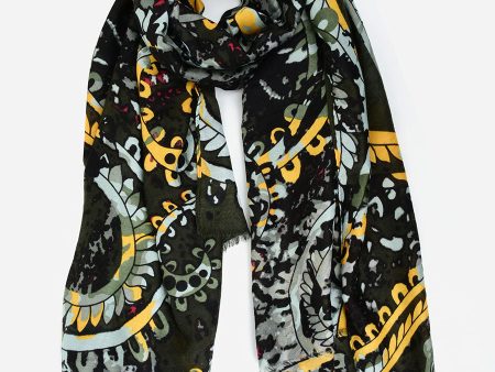 SF1342-GRN - Womens Oversized Scarf With Big Cashew For Cheap