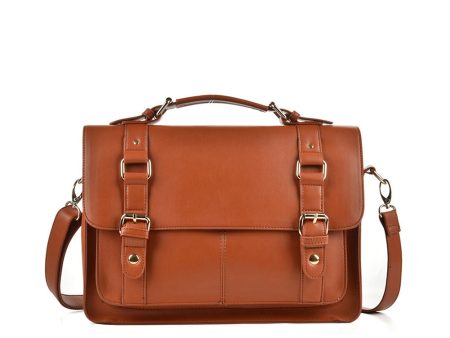 AM953 BROWN - Solid Color Handbag With Flap And Buckle Design Sale