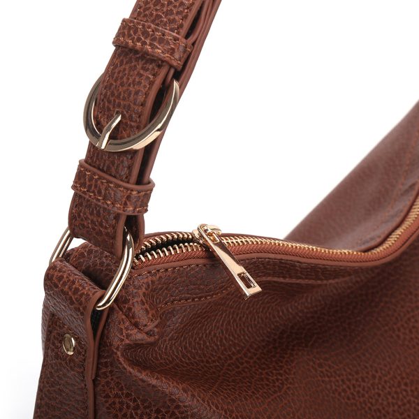 CT30129 BROWN - Simple Solid Color Shoulder Bag With Buckle Handle Design (was £11) Online Sale