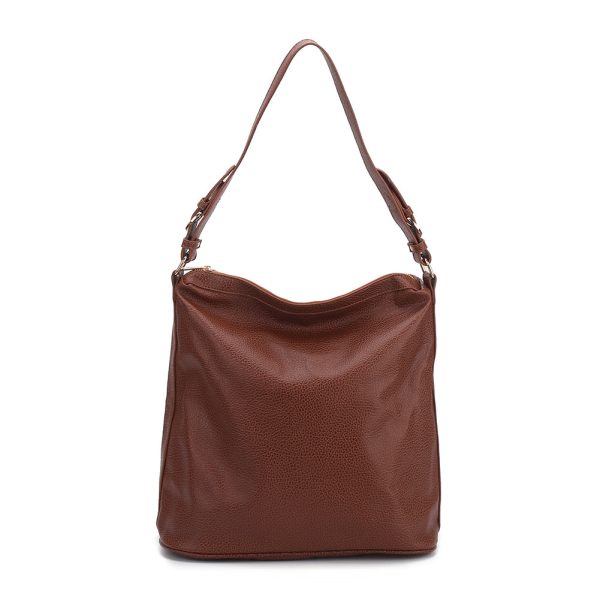 CT30129 BROWN - Simple Solid Color Shoulder Bag With Buckle Handle Design (was £11) Online Sale