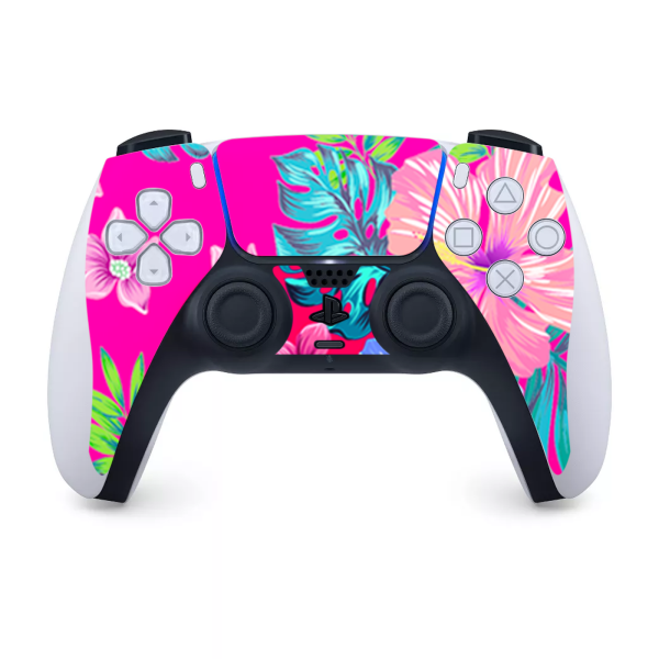 Pink Neon Hibiscus Flowers | Skin For Playstation 5 Console Online Hot Sale