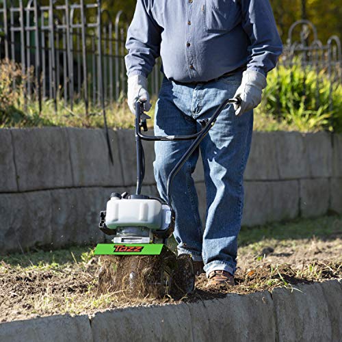 TAZZ 35351 Garden Cultivator, 33cc 2-Cycle Viper Engine, Gear Drive Transmission, Adjustable Height Wheels, Green Online Hot Sale