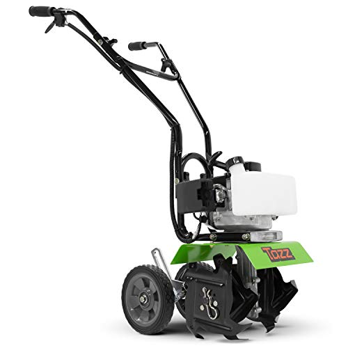 TAZZ 35351 Garden Cultivator, 33cc 2-Cycle Viper Engine, Gear Drive Transmission, Adjustable Height Wheels, Green Online Hot Sale