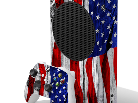 American Flag On Wood | Skin For Xbox Series S on Sale