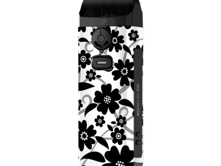 Black White Flower Print | Skin For Smok Nord 4 Fashion