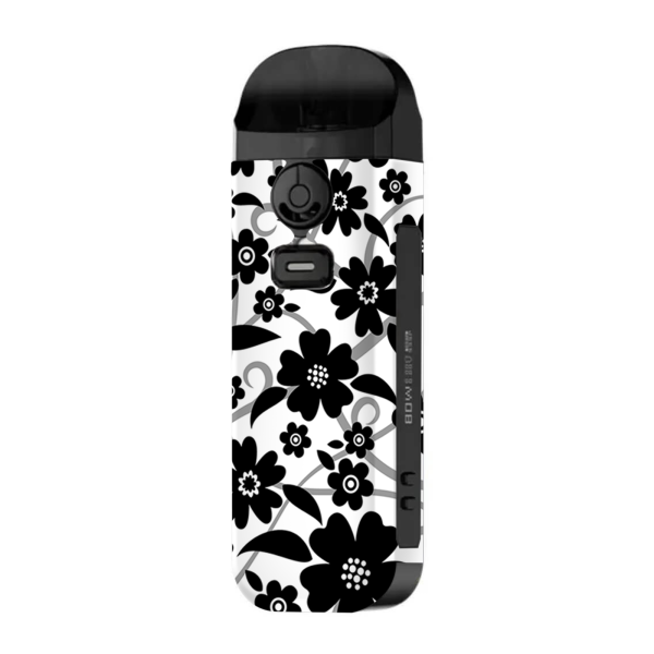 Black White Flower Print | Skin For Smok Nord 4 Fashion