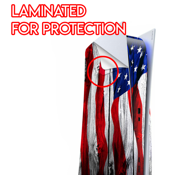 American Flag On Wood | Skin For Playstation 5 Console For Cheap