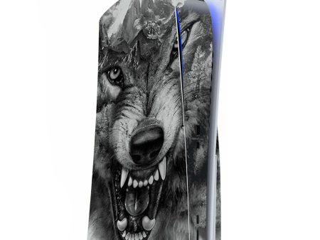 Angry Wolf Growling Mountains | Skin For Playstation 5 Console For Discount