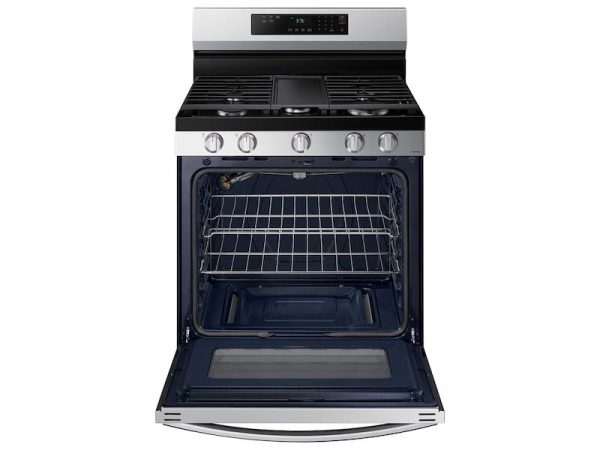 6.0 cu. ft. Smart Freestanding Gas Range with 18K BTU Dual Power Burner & Self Clean in Stainless Steel Supply