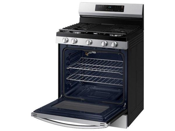 6.0 cu. ft. Smart Freestanding Gas Range with 18K BTU Dual Power Burner & Self Clean in Stainless Steel Supply